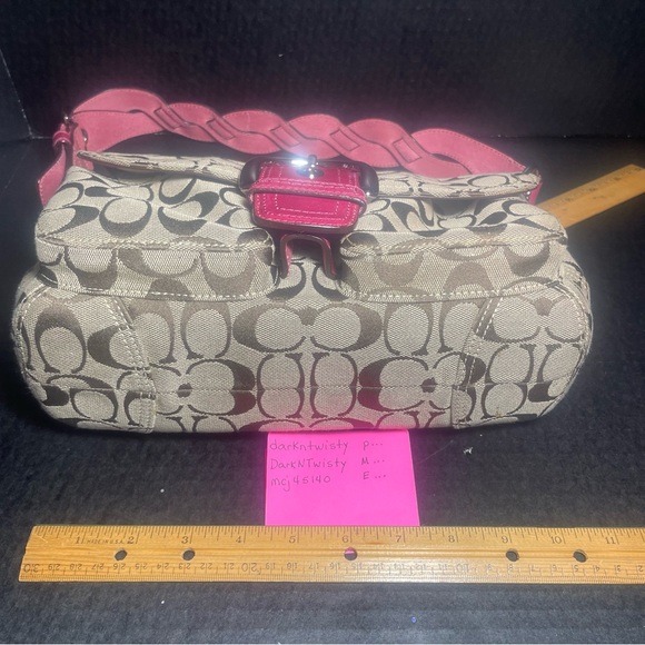 VINTAGE LN Coach Signature Textile Jacquard & leather handbag Braided strap - Picture 9 of 15